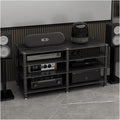 Audio Rack Stereo Rack Audio Equipment Rack Audio Open Rack Cabinet HiFi Rack Audio-Video Shelving with Stone Plate and Carbon Steel(Nero,4 Tier)