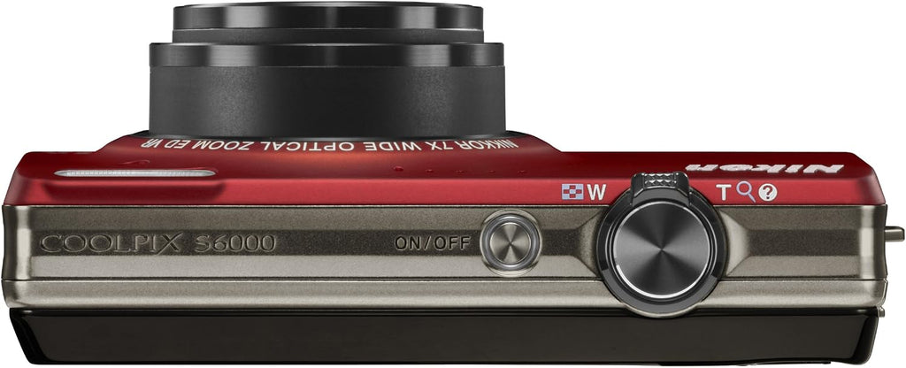 Nikon Coolpix S6000 14 MP Digital Camera with 7x Optical Vibration Reduction (VR) Zoom and 2.7-Inch LCD (Red)