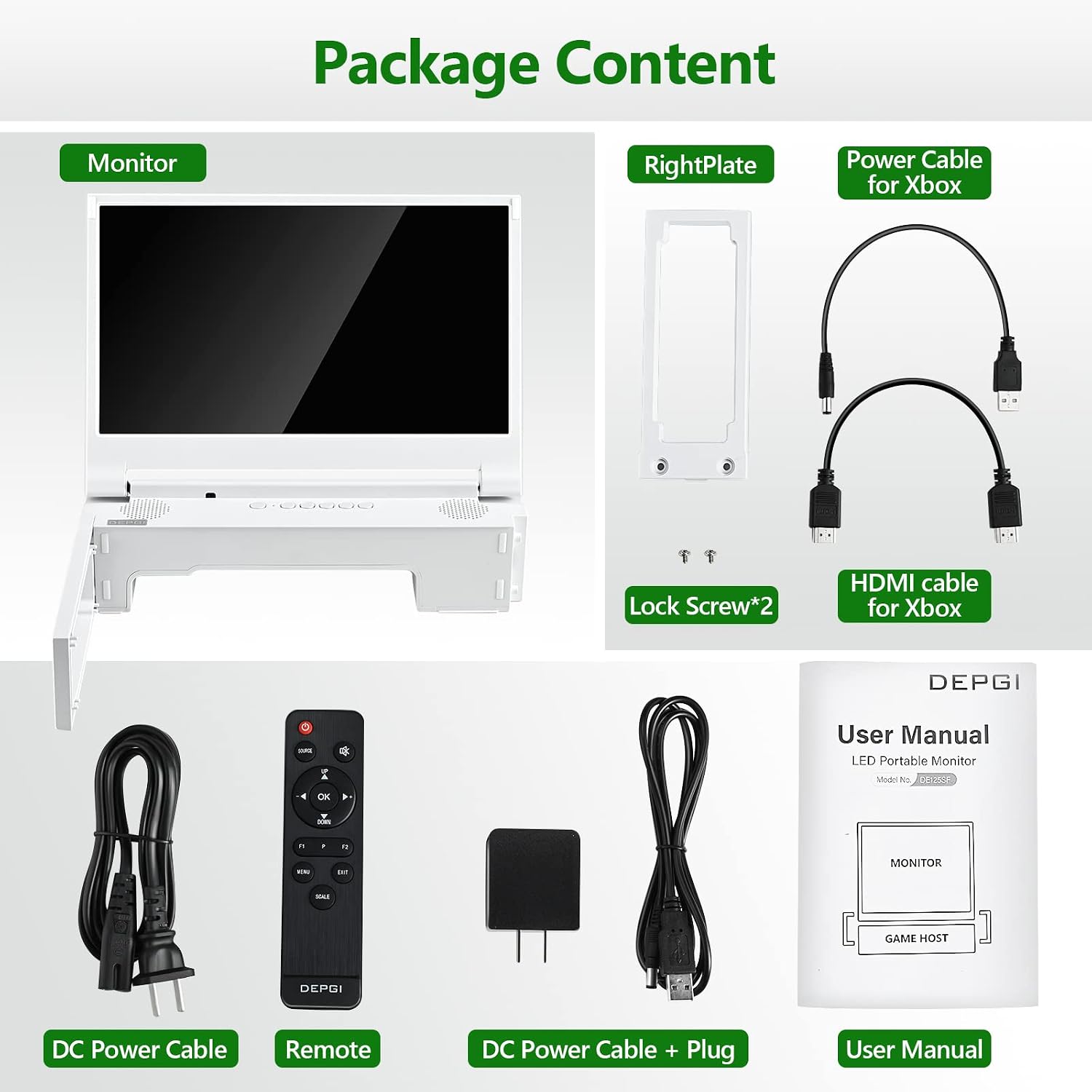 DEPGI 12.5' Portable Gaming Monitor for Xbox Series S (not Included), 1080P Full HD Display with IPS Screen Dual HDMI 2, Support HDR Freesync 3 Game Modes, for Travel Outdoor Indoor Use