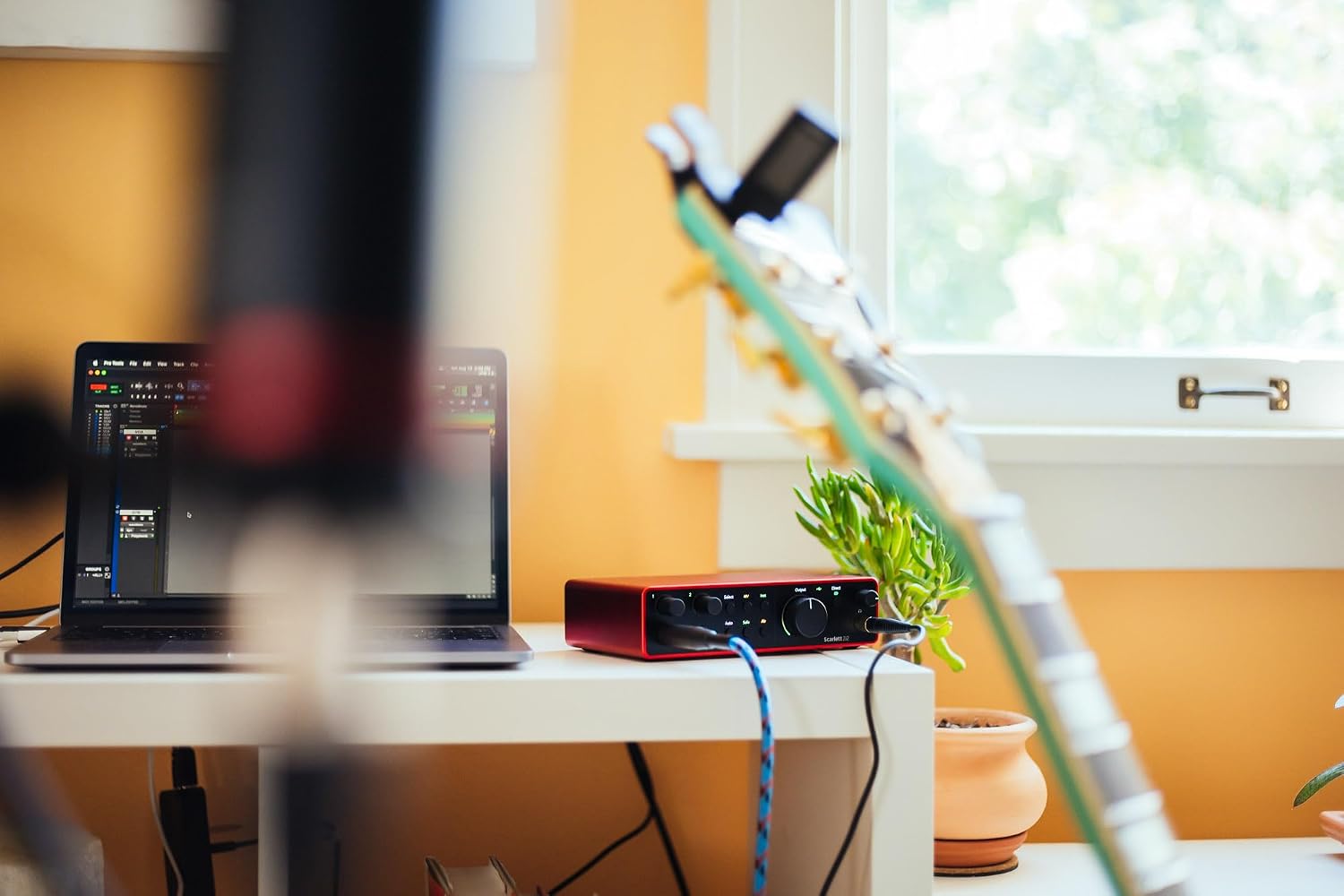 Focusrite Scarlett 2i2 4G with StreamEye Cans50 Studio Headphones and Microphone Boom Arm, XLR Cables, Instrument Cables and Pop Filter Bundle