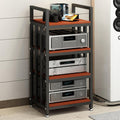 4-tier Media Stand Audio-video Shelving Stereo Console Stand Tower Rack Wooden Cabinet Open-Ended Electronics Equipment Shelf with Height Adjustable Shelves for TV Box/DVD Player Gaming Rec Room(Black