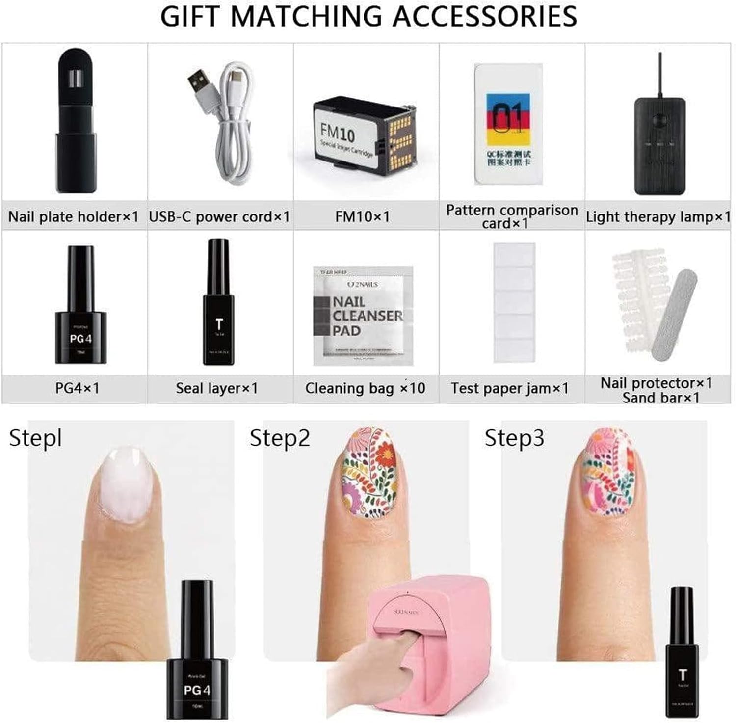 Nail Printer,3D Smart Automatic Nail Printer,Nail Pattern Printer,Multi-Function Portable Mobile Nail Painting Machine,Suitable for Children (Pink)