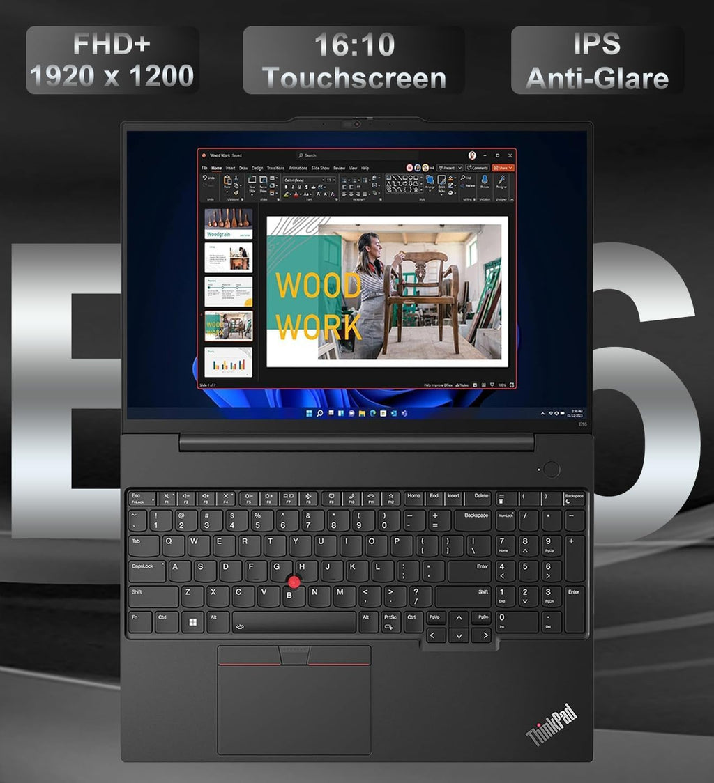 Lenovo ThinkPad E16 Gen 2 Business Laptop (16' FHD+ Touchscreen, AMD Ryzen 7 7735U (> Intel i7-1355U), 32GB DDR5 RAM, 1TB SSD), Backlit KB, 1080p Webcam, Wi-Fi 6E, Ethernet, Win 11 Pro w/ Copilot