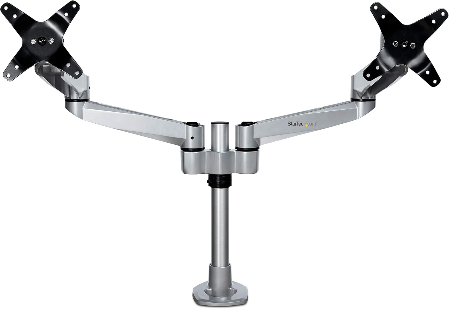 StarTech.com Desk Mount Dual Display Arm, Premium Articulating VESA Mount for Screens up to 27' (17.6lb/8kg), Height Adjustment, Rotate, Tilt, Swivel, Clamp or Grommet Base, TAA