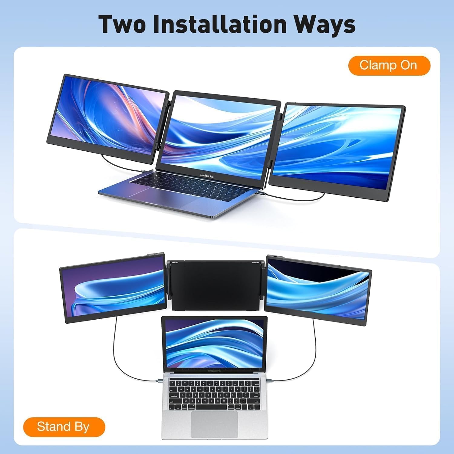 Laptop Screen Extender, 14' FHD 1080P Laptop Monitor Extender, Plug & Play, Updated Alloy Stand, Triple Monitor Compatible with Windows, Mac, Chrome