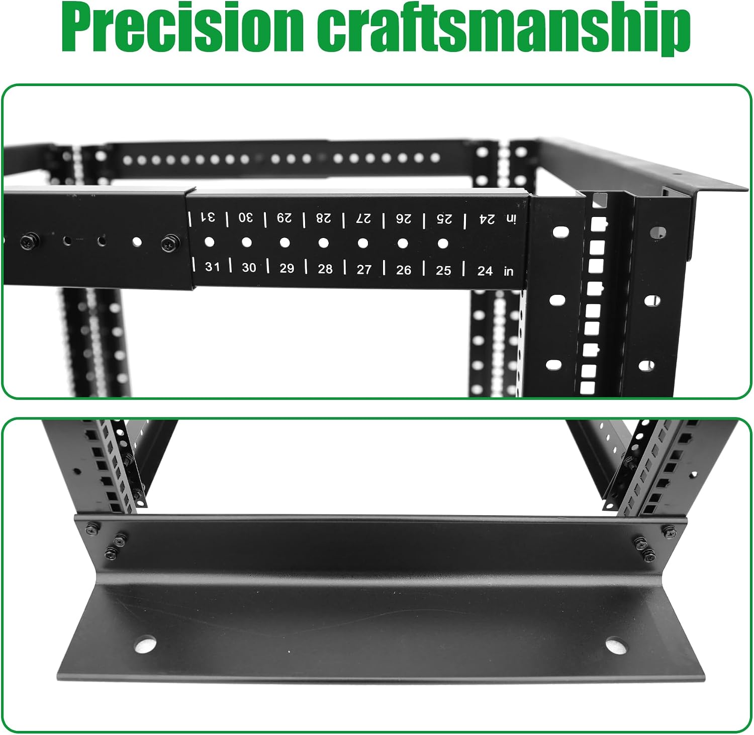 4-Post 15U Open Frame Server Rack for 19' IT Network Equipment & A/V Devices，22'-34' Adjustable Depth，Heavy Duty Free Standing Rack for Servers & AV Gear 4POST-N15U