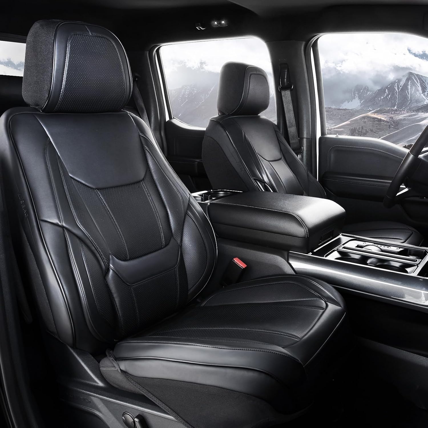Coverland Custom Car Seat Covers Compatible with 2004-2008 Toyota Solara Convertible - Premium Leather Non-Slip Memory Foam Waterproof Seat Cover Custom fit Interior Protector [Front-Black]