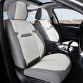 Coverado Car Seat Covers Front Seats, Seat Covers for Cars, Car Seat Protector, 2-Pack Car Seat Cushion Nappa Leather, Waterproof Seat Covers Carseat Cover Universal Fit for Most Cars(Gray&White)