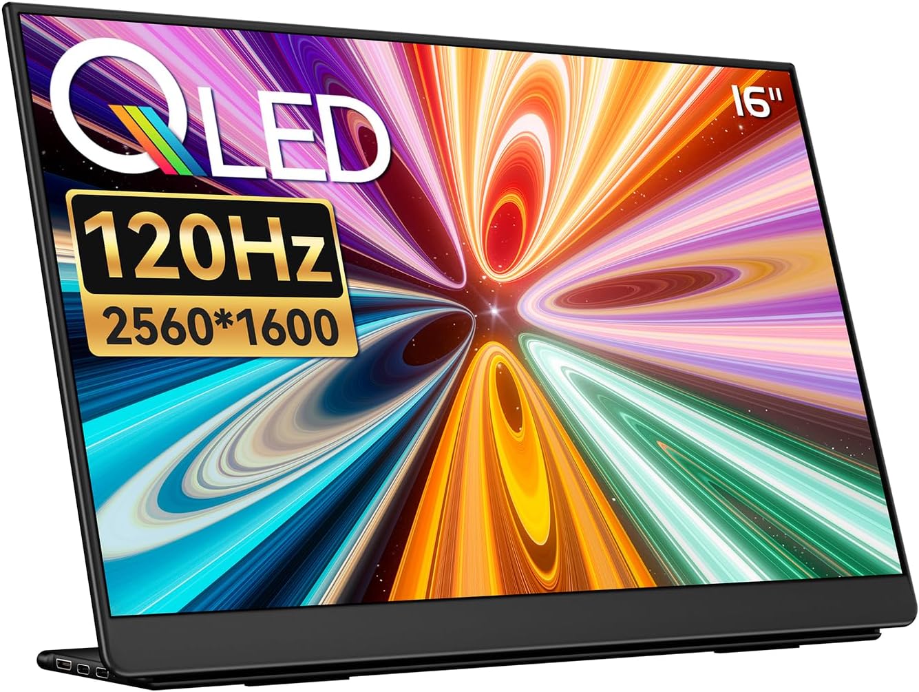 EHOMEWEI Q5 16' 2.5K 120Hz Portable Monitor, QLED 100% DCI-P3 Nano Matte Anti-Glare, Ultra-Slim Aluminum, Mac-Compatible for MacBook Pro/Air, iPad, Laptop, Windows Desktop, Consoles