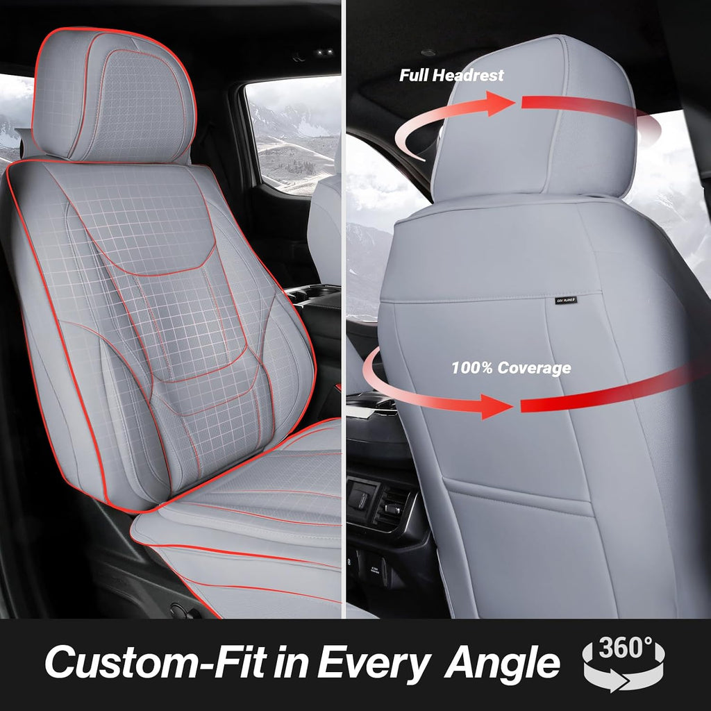 Coverland Custom Car Seat Covers Compatible with 2004-2008 Toyota Solara Convertible - Premium Leather Non-Slip Memory Foam Waterproof Seat Cover Custom fit Interior Protector [Full Set-Gray]