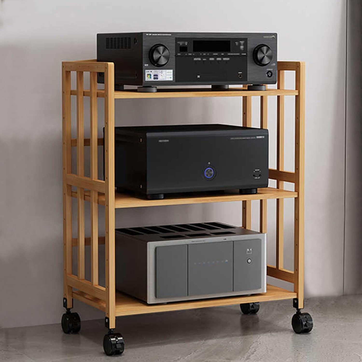 3 Tier Media Stand With Storage Shelves Corner Stereo Cabinet For Audio Visual Equipment Stereo Racks And Stands Media Audio Tower Cabinet,One Color50Cm/19.7In