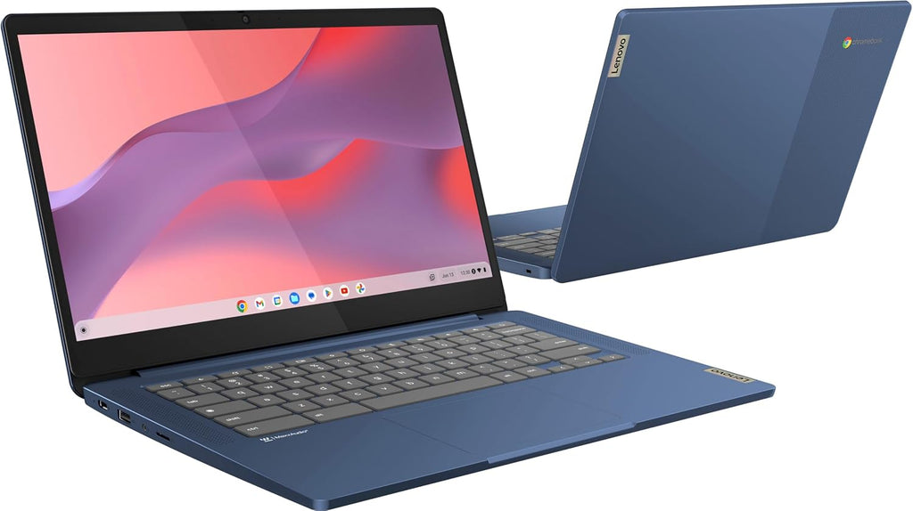 Lenovo Chromebook 14 Touchscreen Laptop (14' FHD Touch Display, 8-Core MediaTek Kompanio 520, 4GB RAM, 128GB Storage (64GB eMMC+64GB SD)), Webcam, 13-Hrs Long-Battery Life, Chrome OS, Abyss Blue