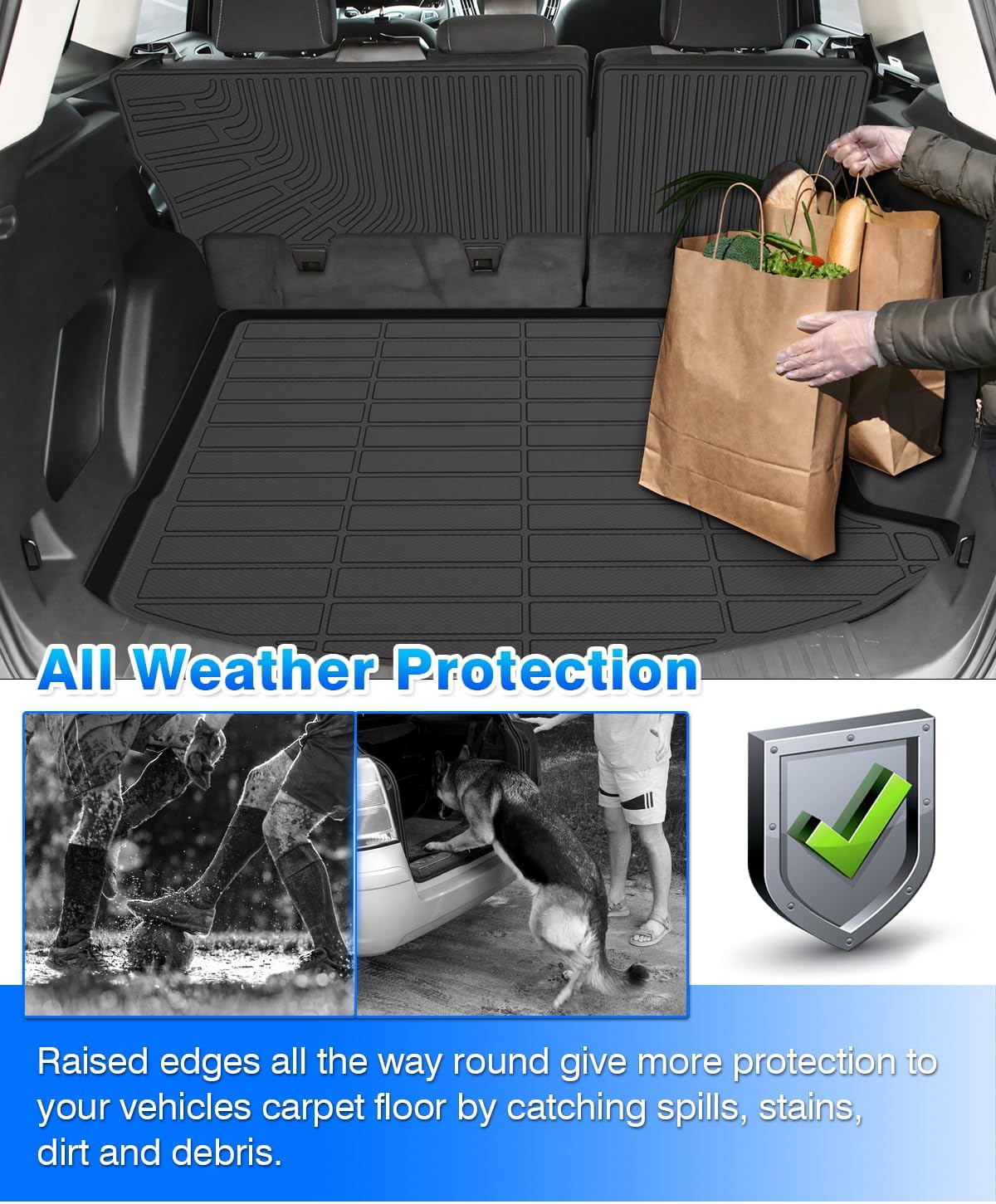 Escape Floor Mats & Cargo Liner w/Backrest Mat Fit for Ford Escape 2013-2019, All Weather Floor Mats for Escape Accessories Heavy Duty Waterproof