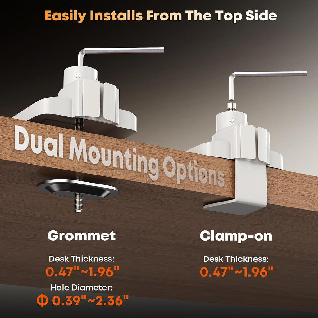 PUTORSEN 17-49'Premium Aluminum Heavy Duty Dual Monitor Arm for Ultrawide Screens up to 44lbs, Vertical Stacked Dual Monitor Desk Mount, Full Motion Dual Vertical Monitor Mount, VESA 75/100, White