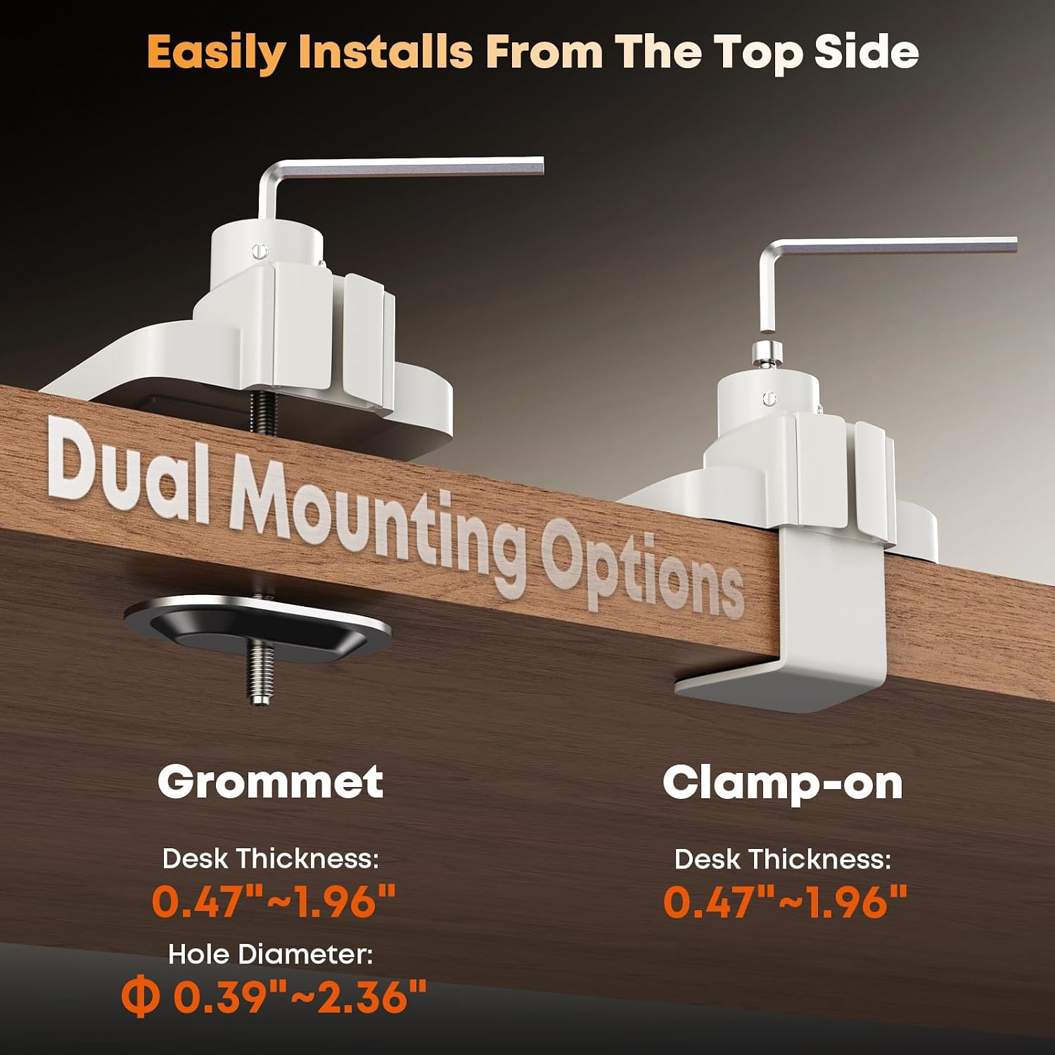 PUTORSEN 17-49'Premium Aluminum Heavy Duty Dual Monitor Arm for Ultrawide Screens up to 44lbs, Vertical Stacked Dual Monitor Desk Mount, Full Motion Dual Vertical Monitor Mount, VESA 75/100, White