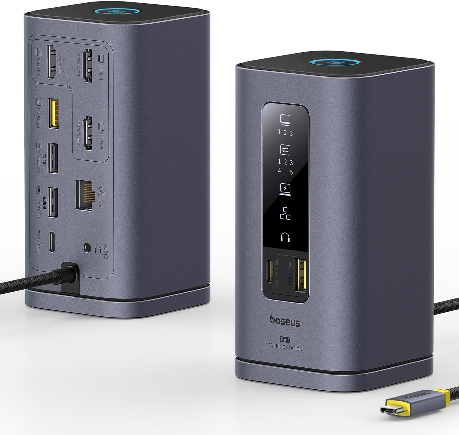 Baseus Spacemate Docking Station, 11-in-1 USB-C DisplayLink Docking Station for macOS Laptop, Triple Display with 4K HDMI, 10Gbps USB-C & USB-A, Ethernet, Audio, 100W PD Charging (Driver Required)