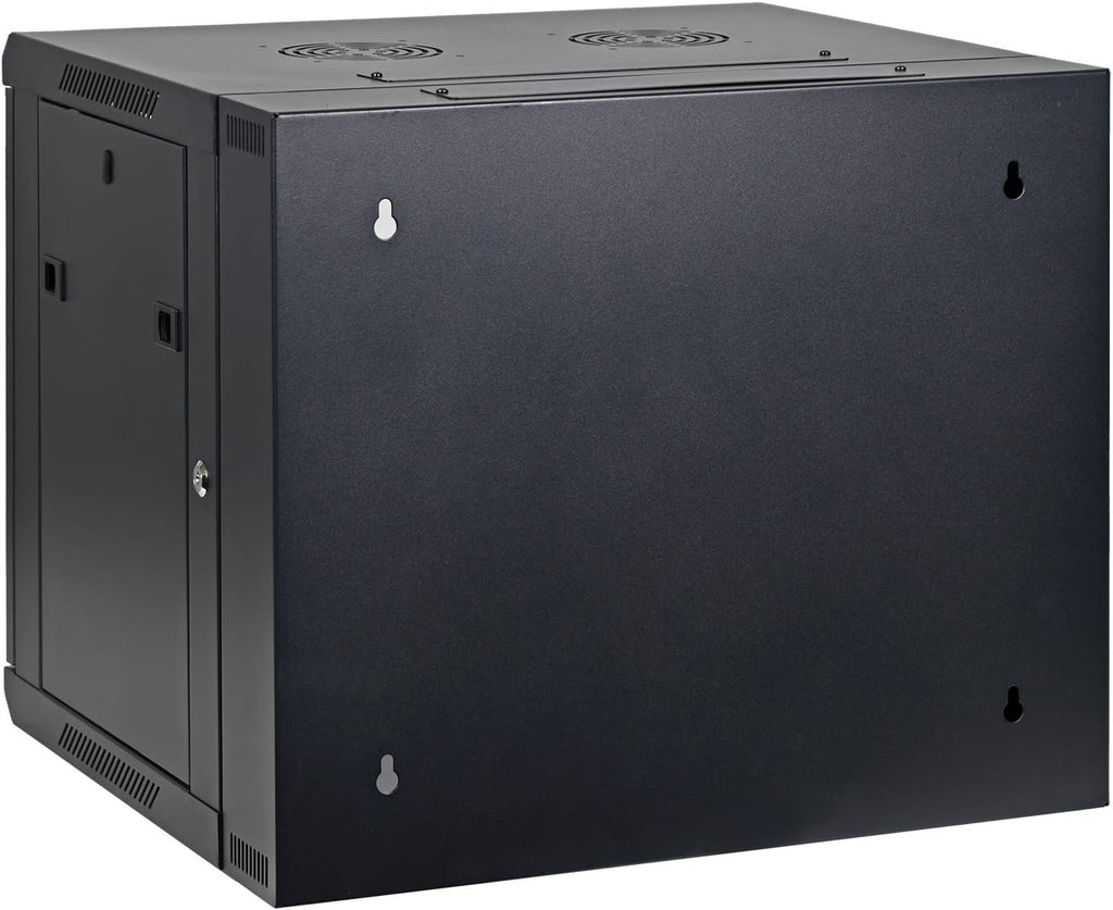 AEONS 9U Professional Wall Mount IT Cabinet Enclosure Double Section Hinged Swing Out 19-Inch Server Network Rack with Vented Door 22-Inches Deep Black (Fully Assembled)