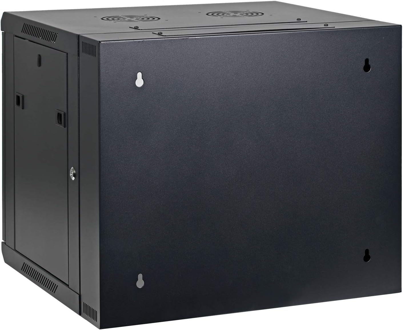 AEONS 9U Professional Wall Mount IT Cabinet Enclosure Double Section Hinged Swing Out 19-Inch Server Network Rack with Vented Door 22-Inches Deep Black (Fully Assembled)