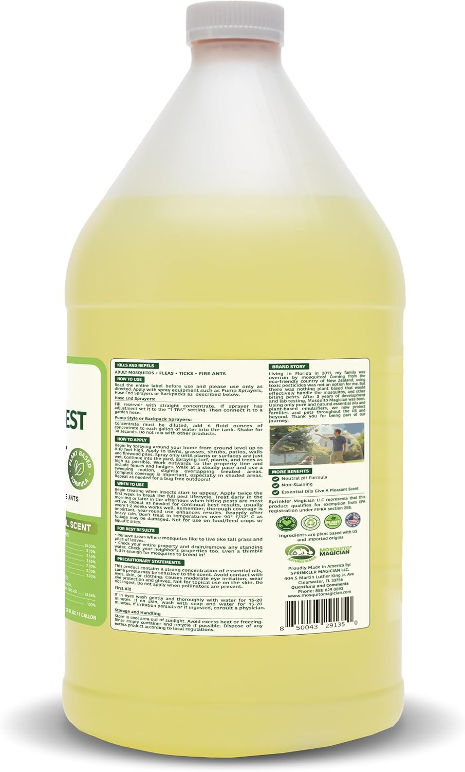 Mosquito Magician Hose End Sprayer with 1 Gallon Liquid Concentrate – Outdoor Mosquito Killer, Flea Yard Spray, Fire Ant Control, Safe for People & Pets, Mosquito Repellent for Lawn, Patio & Plants