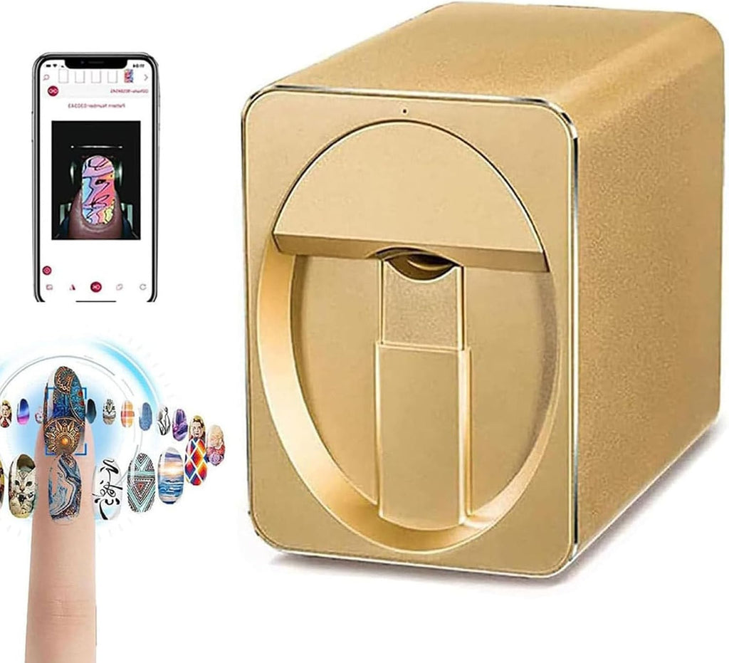 Nail Printer,3D Smart Automatic Nail Printer,Nail Pattern Printer,Multi-Function Portable Mobile Nail Painting Machine,Suitable for Children (Rosegold)