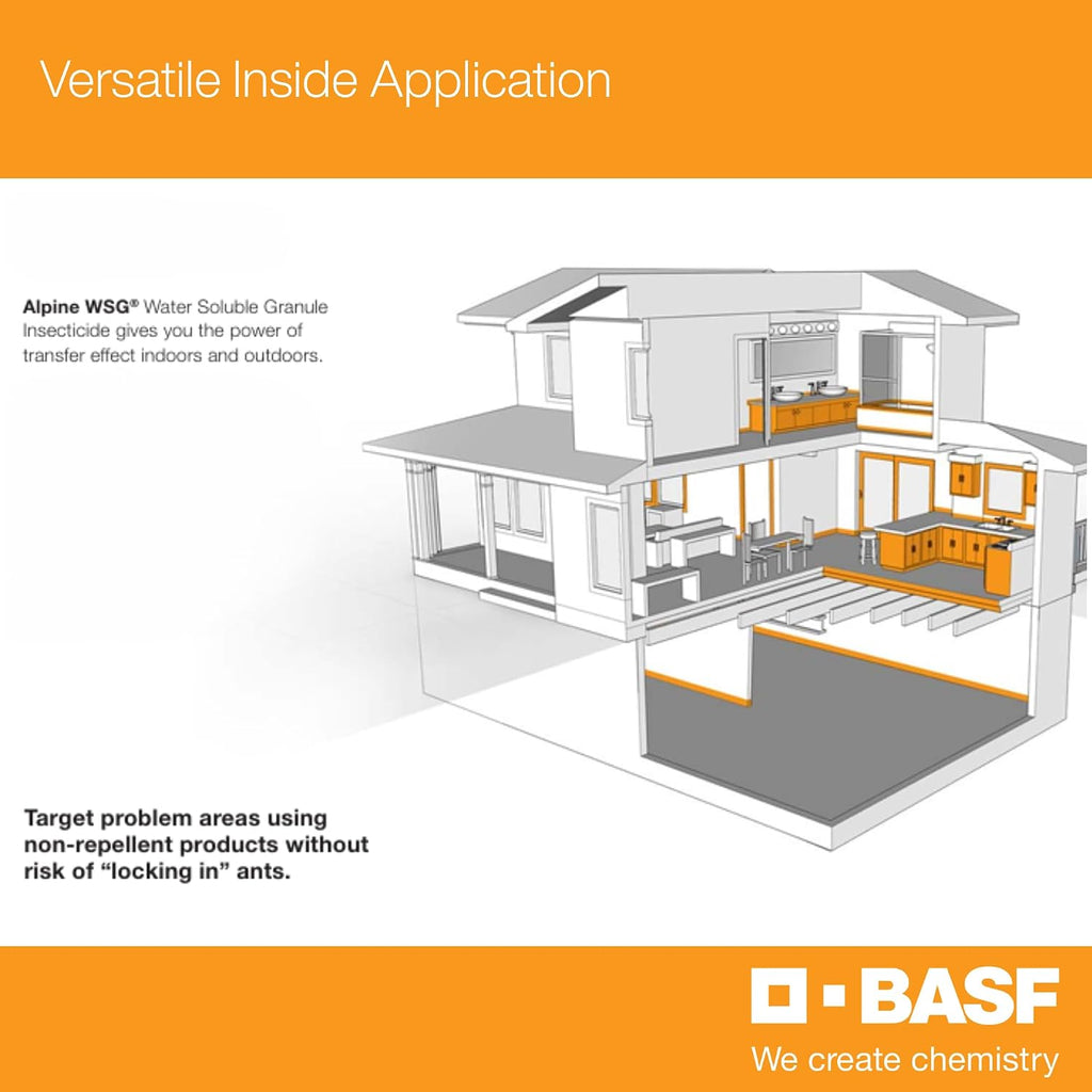 BASF Alpine WSG Water Soluble Granule Insecticide, Indoor Outdoor Pest Control for Ants, Flies, Bed Bugs, German Cockroach, 500g