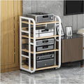 Audio Rack Stereo Rack Adjustable Audio Equipment Rack Audio Open Rack Cabinet Wooden with Wheels HiFi Rack Audio-Video Shelving(Wei�,4 Tier)