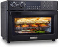 28QT Air Fryer Toaster Oven Combo, Large 12-in-1 Convection Countertop Oven with Next-Gen HeatWave Convection, 3-Layer Cooking, Rotisserie for Chicken, Fits 11' Pizza, Full Accessories, Glitter Black
