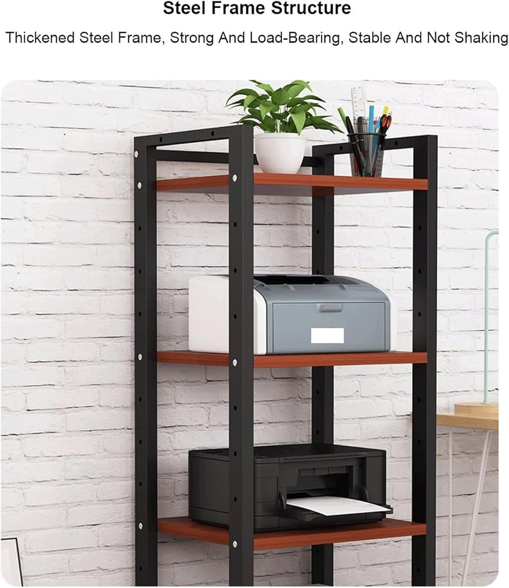 Audio Rack Movable Stereo Rack Adjustable Audio Equipment Rack Audio Open AV Stand Wooden with Wheels HiFi Rack Audio-Video Shelving(Nero,7 Tier)