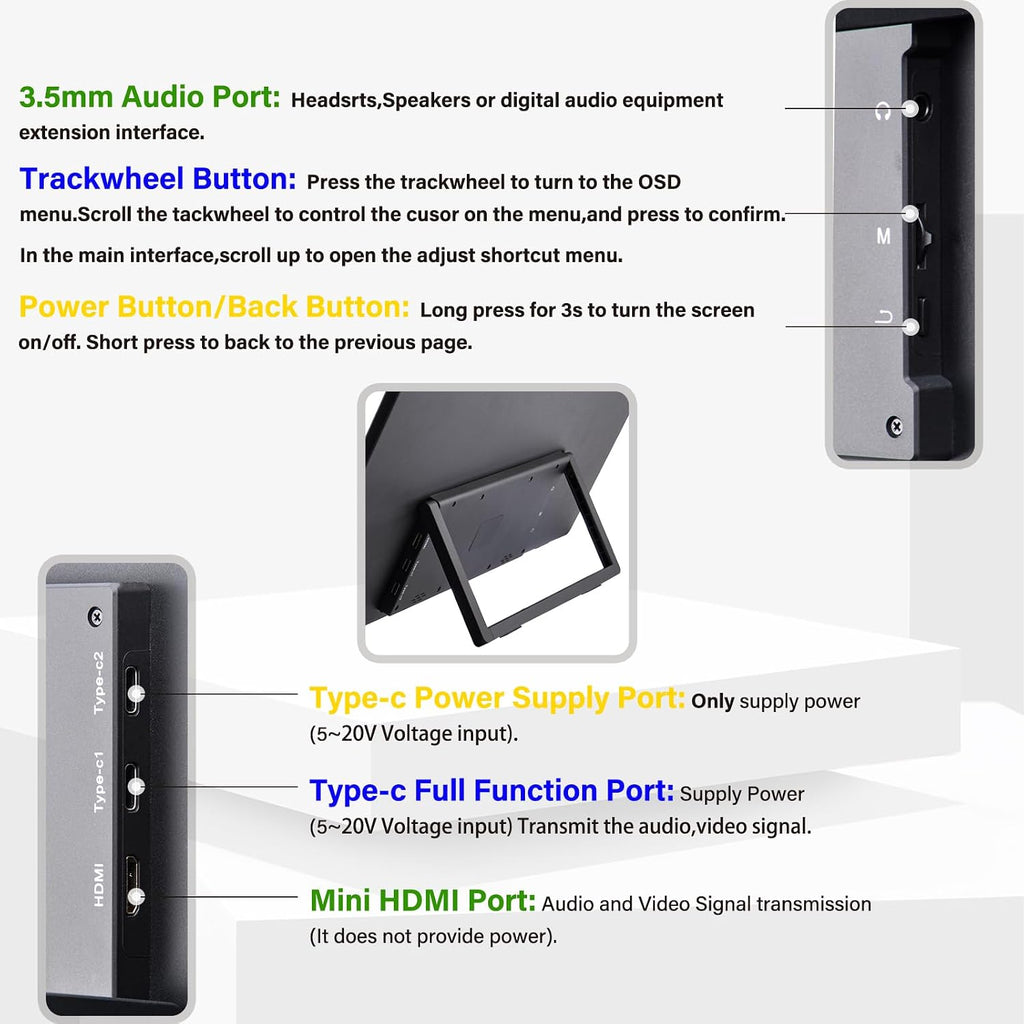 GeeekPi 18.5 inch Portable Monitor 1920x1080 IPS Touchscreen 120HZ 1080P Touch Display with HDMI USB-C, Built-in Speakers, Kickstand VESA for Xbox PS4/5 Laptop Mac PC