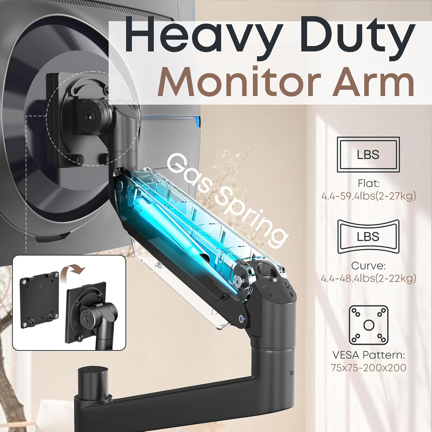 24-57 inch Dual Vertical Monitor Mount, Heavy Duty Monitor Arm for 2 Monitors, up to 59.4 lbs, Extra Tall/Wide Adjustable, Premium Aluminum Dual Monitor Desk Mount, VESA 75x75-200x200 mm