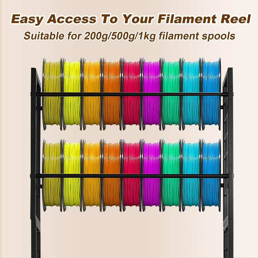 2 Tier 3D Printer Filament Storage Rack,Mobile Printer Stand with Wheels - Heavy Duty Shelf, Sturdy Filament Organizer for 3D Printer Filaments ABS/TPU/Nylon(2 Printers, 20 Consumables)