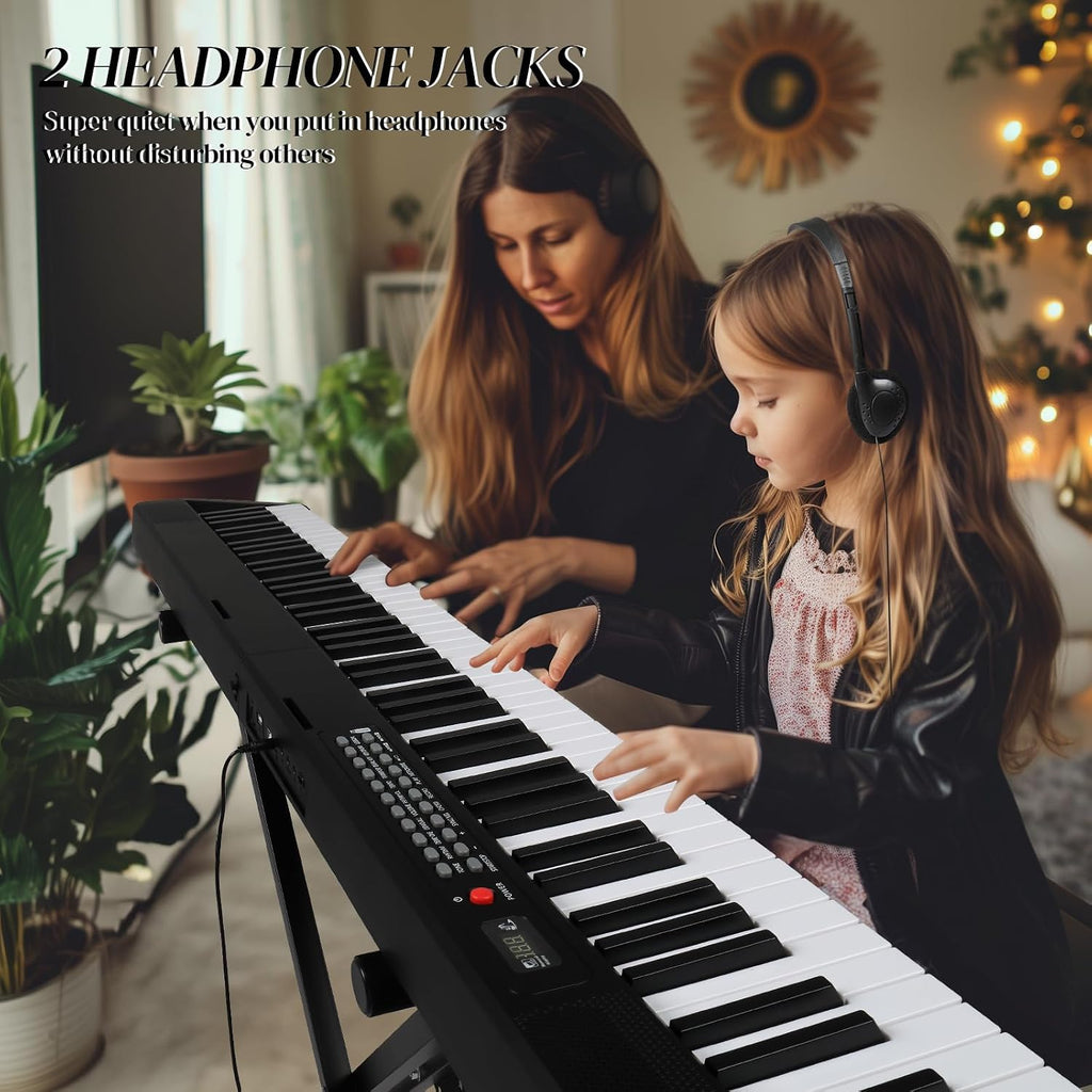 Ktaxon 88 Key Keyboard Piano Foldable Piano Keyboard with 1000 Rhythms, 1000 Tones and 50 Demos, Bluetooth Audio & MIDI, 3 Teaching & 2 Power Supply Modes, Full Equipment for Beginner (Full-Black)