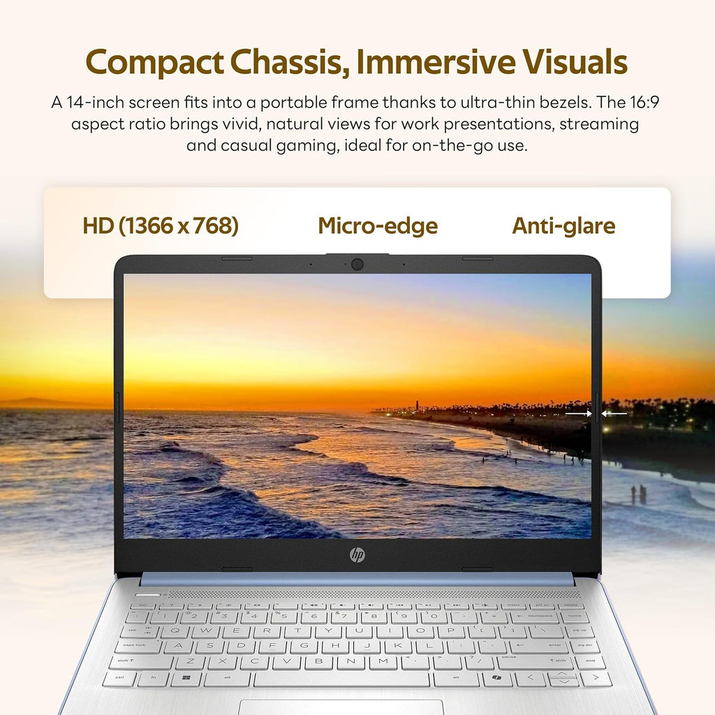 HP Flagship 14' HD Student&Business Laptop with AI Copilot, 13th Gen Intel 4-Core, 16GB RAM, 1.12TB Storage (128GB UFS + 1TB Docking Station), 1 Year Office 365, Wi-Fi 6, Win 11 S, Sky Blue