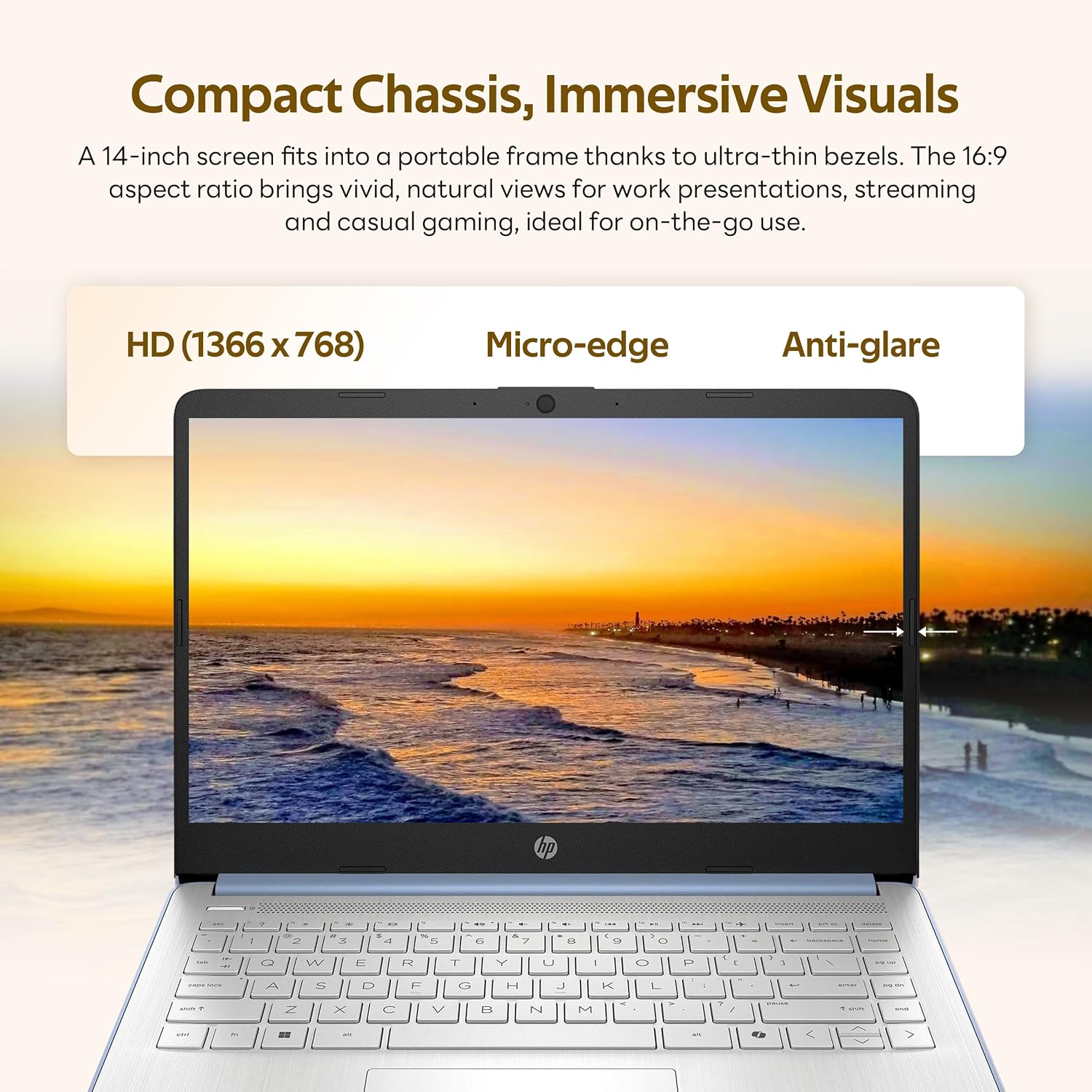 HP Flagship 14' HD Student&Business Laptop with AI Copilot, 13th Gen Intel 4-Core, 16GB RAM, 1.12TB Storage (128GB UFS + 1TB Docking Station), 1 Year Office 365, Wi-Fi 6, Win 11 S, Sky Blue