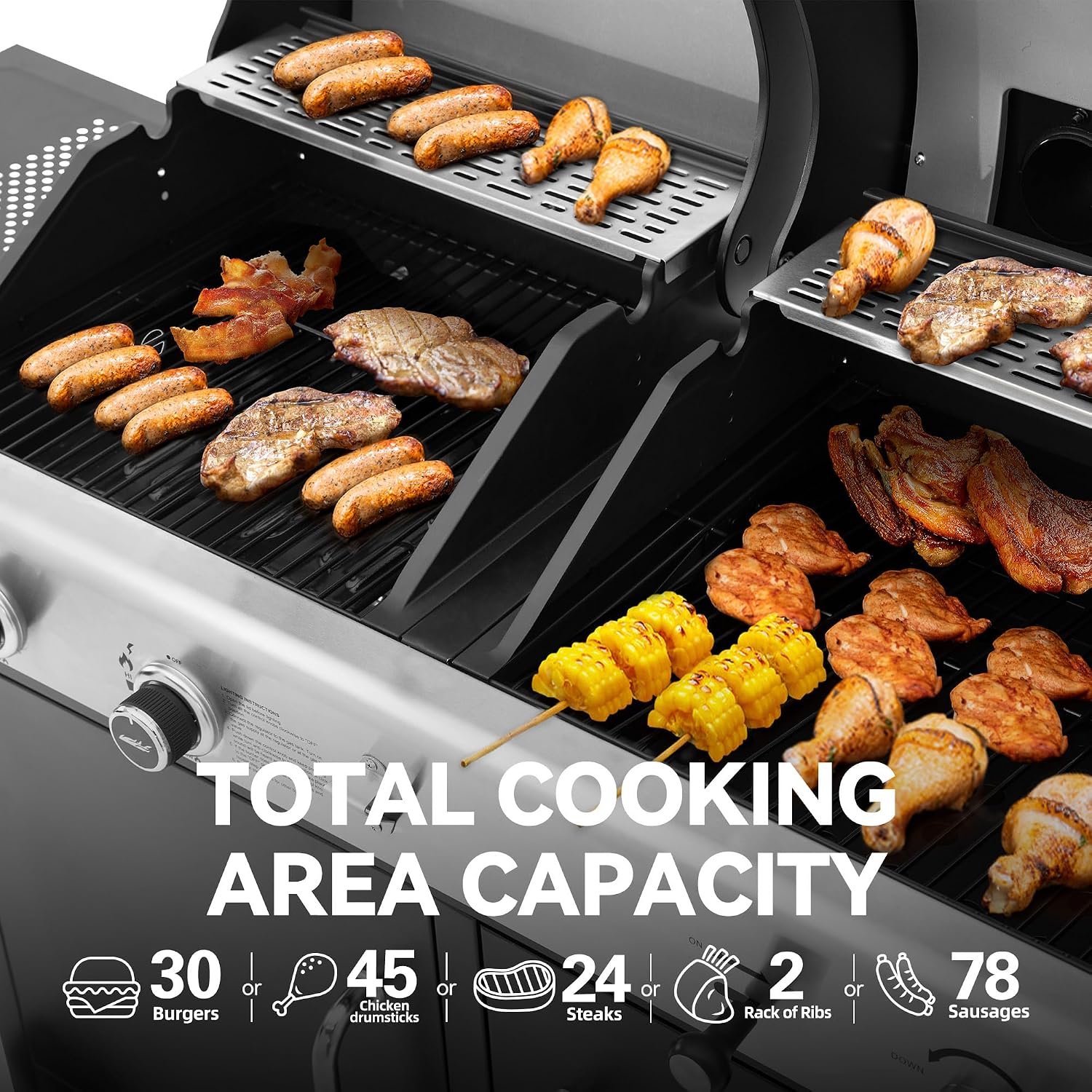 Royal Gourmet ZH3002C Propane Gas and Charcoal Grill Combo with Cover, Dual Fuel Outdoor BBQ Grill with 2 Side Shelves for Patio Garden Picnic Backyard Cooking, 20,000 BTUs, Black