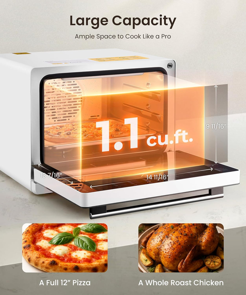 FOTILE HYZK32-E3 ChefCubii 1.1 cu. ft. 4-in-1 Steam-Combi Oven with Steam-Bake, Air Fry, Convection, Dehydrator Functions, and 50 Preset Menus,White