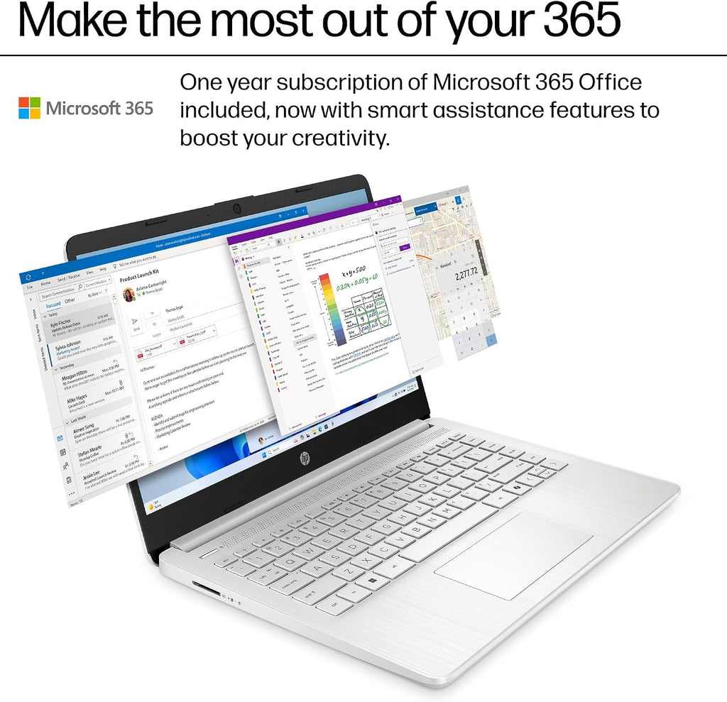 HP 14' Student Business Laptop Computer, Intel N150 CPU (Beat i3-1115G4), 8GB DDR4 RAM, 384GB Storage (128GB UFS + 256GB MSD), WiFi 6, BT 5.4, 1-Year Office365, Win11 Pro S, Natural Silver