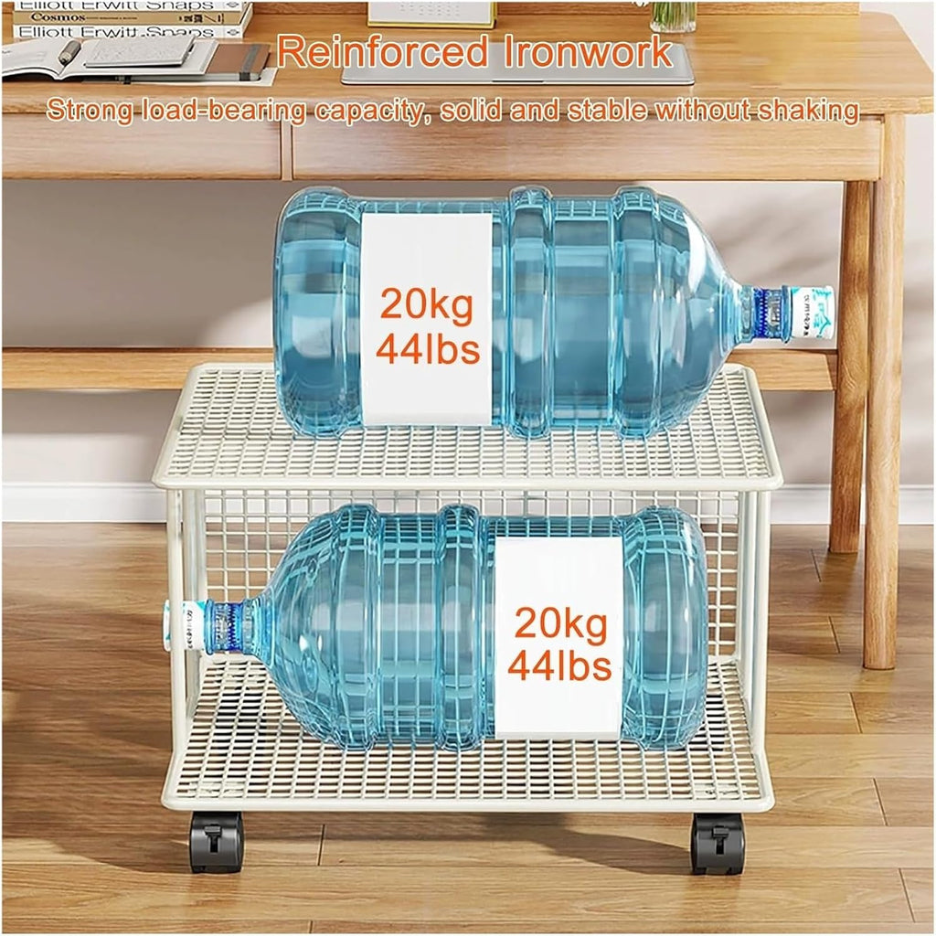 Printer Shelf,2-Tier Printer Stand Printer Cart, Under Desk Printer Shelf, Metal Printer Table with 360° Lockable Wheels, Storage Rack for 3D & Laser Printer, Scanner, Heat Press(Black,43x32x25cm)