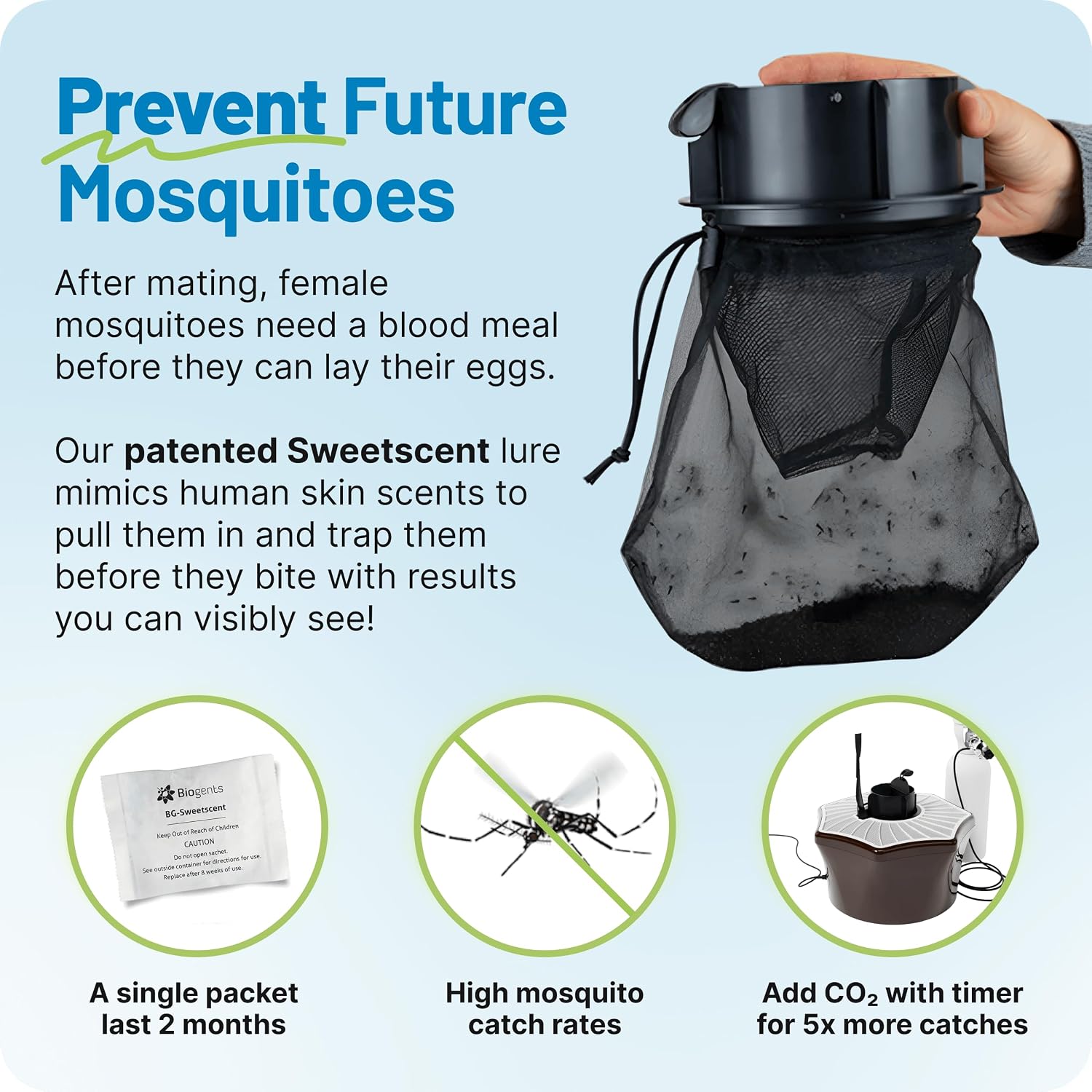 Biogents Mosquitaire Outdoor Mosquito Trap with Sweetscent Lure | Eco-Friendly, Pesticide-Free, Pet-Safe Repellent Alternative | Electric Catcher for Comprehensive Mosquito Control