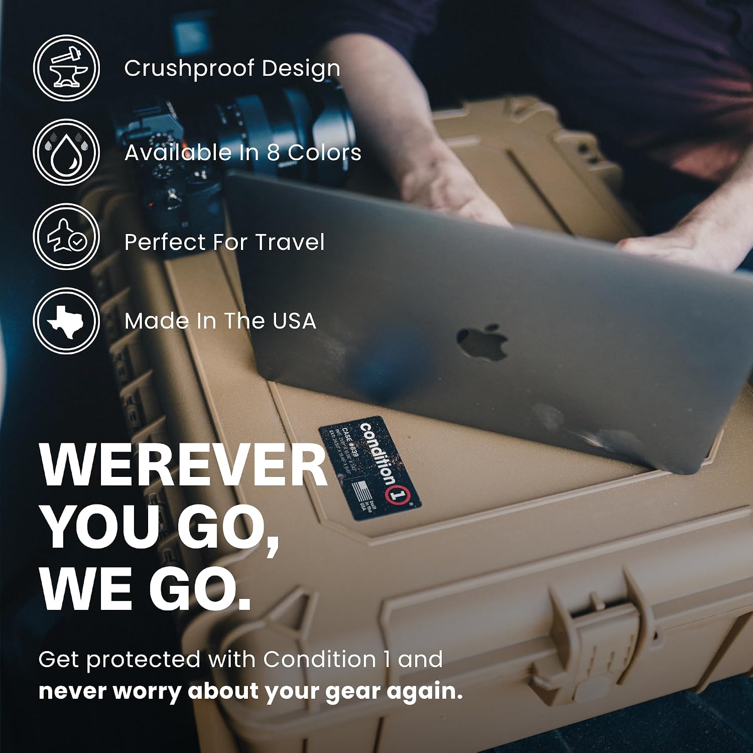 Condition 1 25' Large Waterproof Hard Case Model 839 with Foam, Portable Protective Storage Box for Travel, Hunting, Military, Tactical, Made in USA, 24.50'x 19.46'x8.41' Red