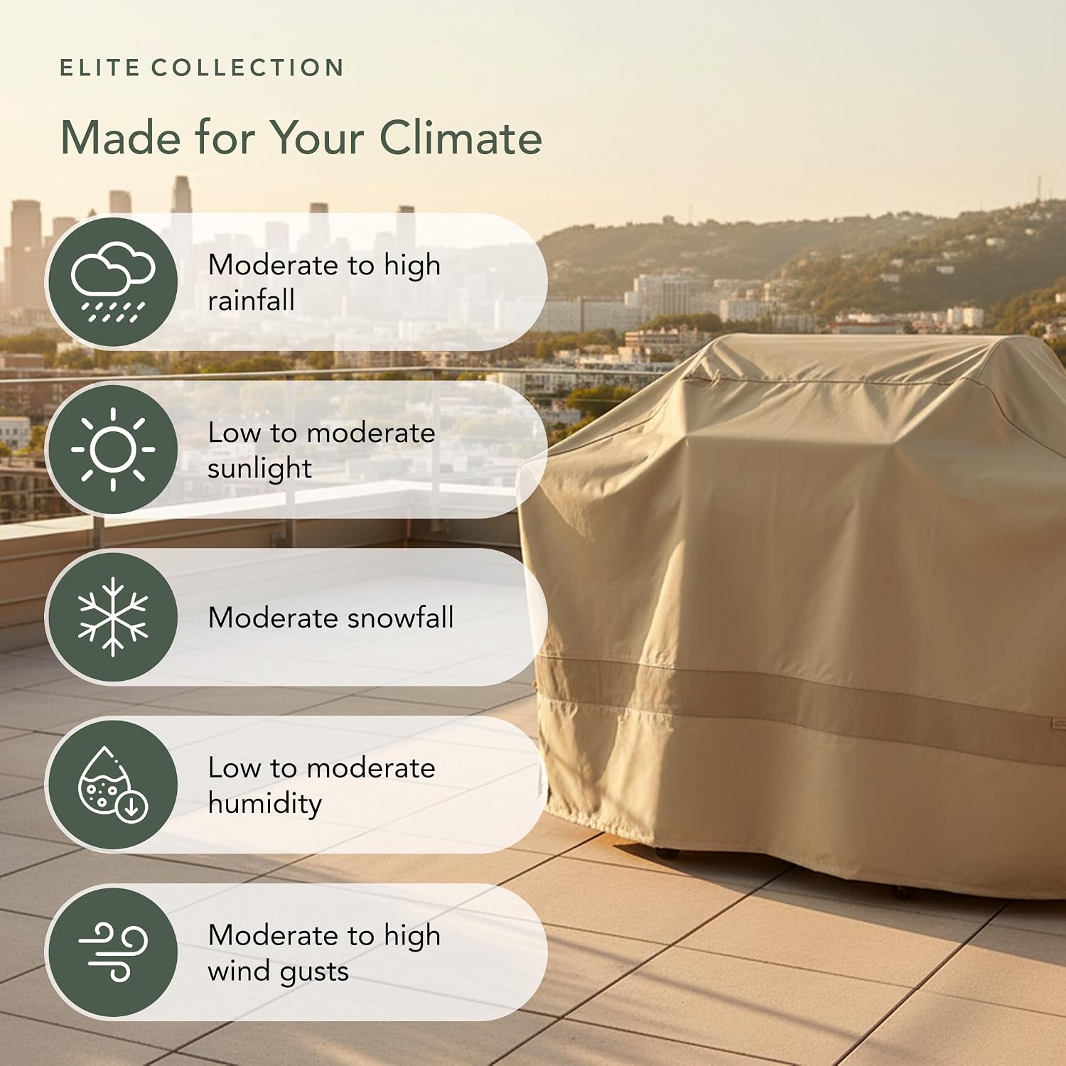 Covermates Elite Island Grill Cover - Weather-Resistant BBQ Grill Protection, Heavy-Duty Outdoor Cover with Mesh Vents for Year-Round All-Weather Durability, 74 Inch, Khaki
