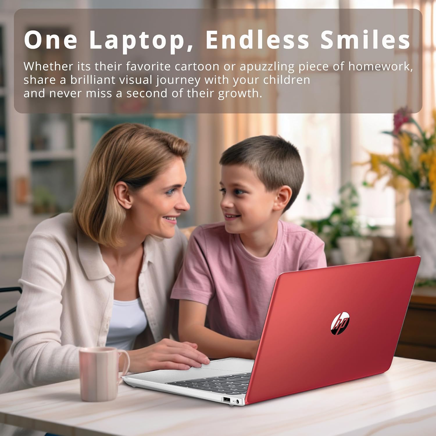 HP 15.6' HD Anti-Glare Everyday Laptop, Intel N200 Pentium Processor, 16GB DDR4 RAM, 128GB PCIe SSD, 1 Year Office 365, Intel UHD Graphics, Wi-Fi 6, Windows 11, Scarlet Red, 32GB Hotface USB Card