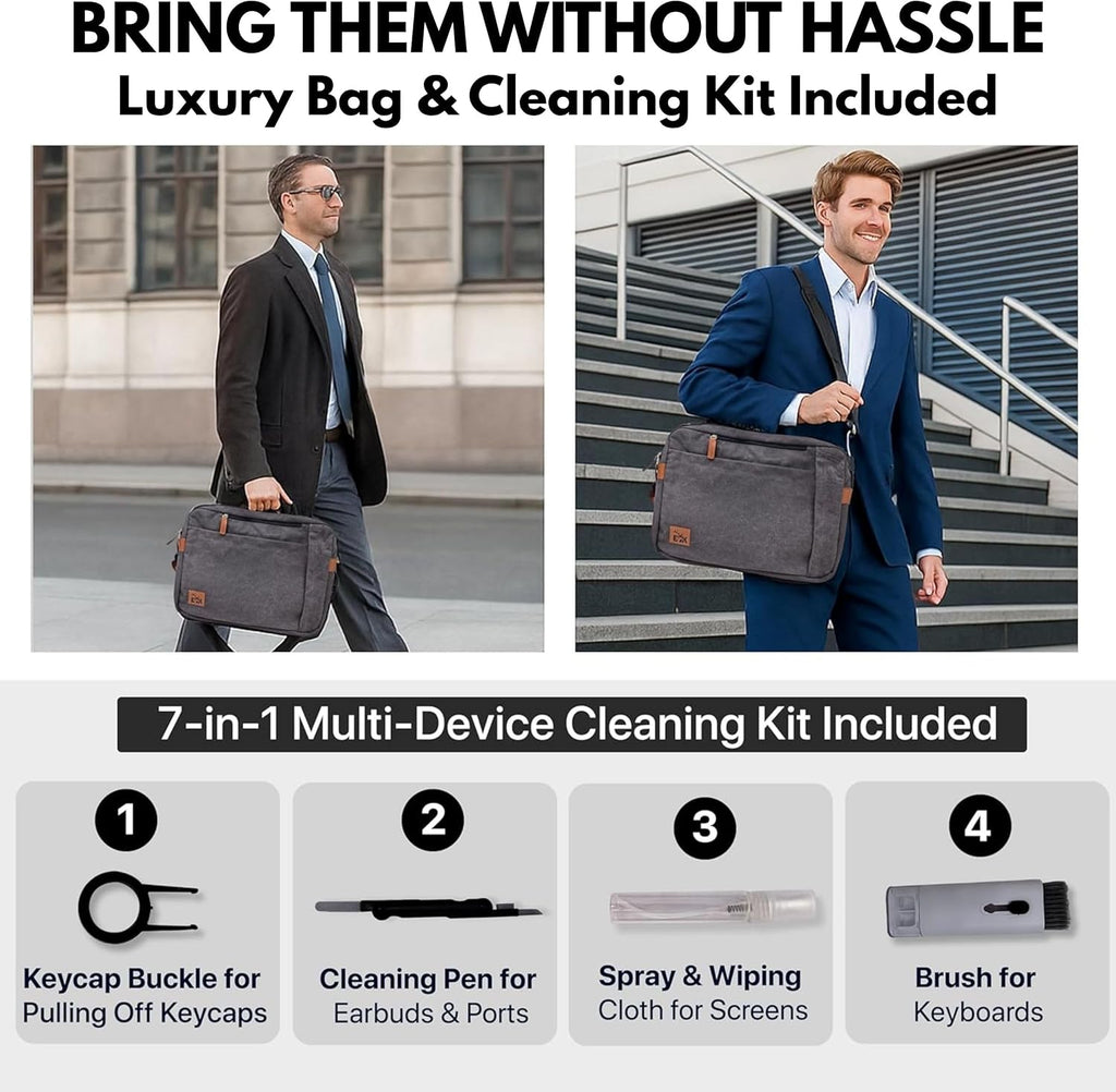 ELK 15.6' Dual Laptop Screen Extender - Laptop Bag & Cleaning Kit Included - FHD 1080P IPS - Detachable & Adjustable Monitor Extender - with Speakers - Compatible with Mac/Android/Win