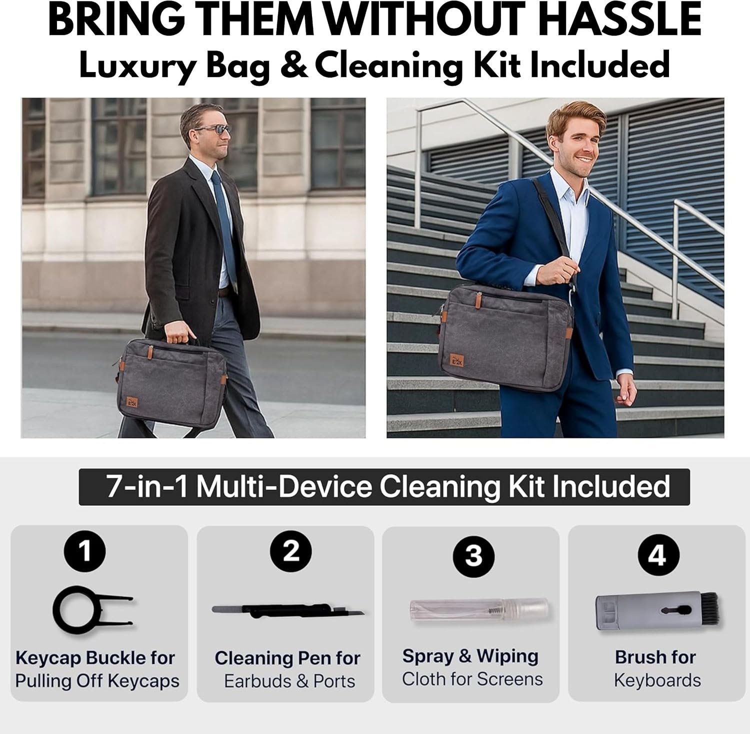 ELK 15.6' Dual Laptop Screen Extender - Laptop Bag & Cleaning Kit Included - FHD 1080P IPS - Detachable & Adjustable Monitor Extender - with Speakers - Compatible with Mac/Android/Win