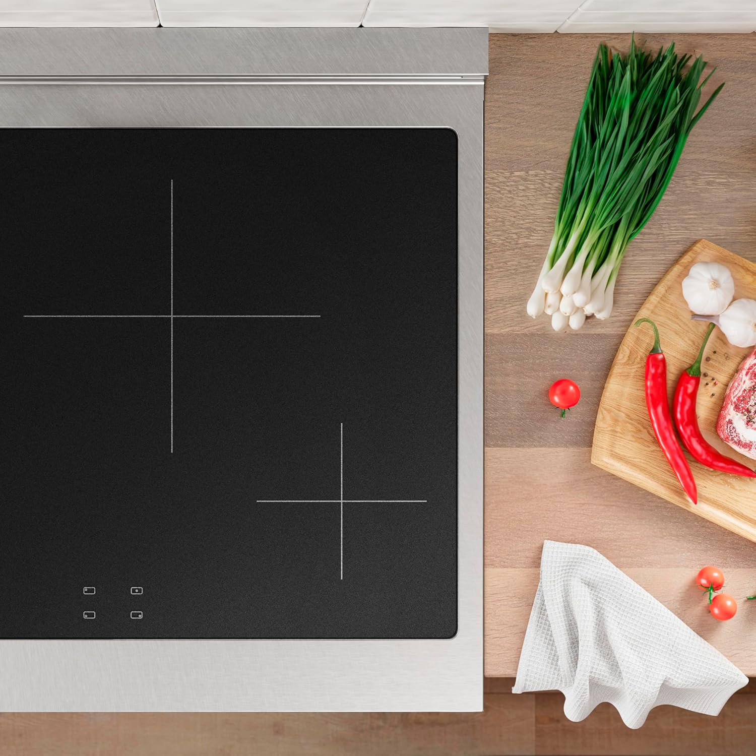 ZLINE Autograph Edition 30 in. 4.2 cu. ft. Paramount Induction Range with 4 Element Cooktop and Electric Convection Oven in Satin Stainless Steel with Champagne Bronze Accents (SINRSZ-30-CB)