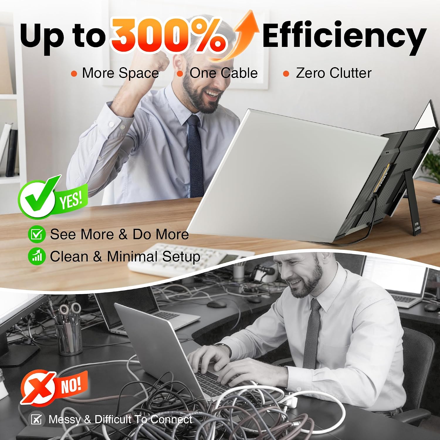 Laptop Screen Extender Triple Monitor, 15.6' FHD 1080P USB-C One Cable Plug n Play Portable Monitor for Laptops 13-17', 0.16' Ultra-Slim Travel Monitor for Mac/Win/Android (Driver Required)