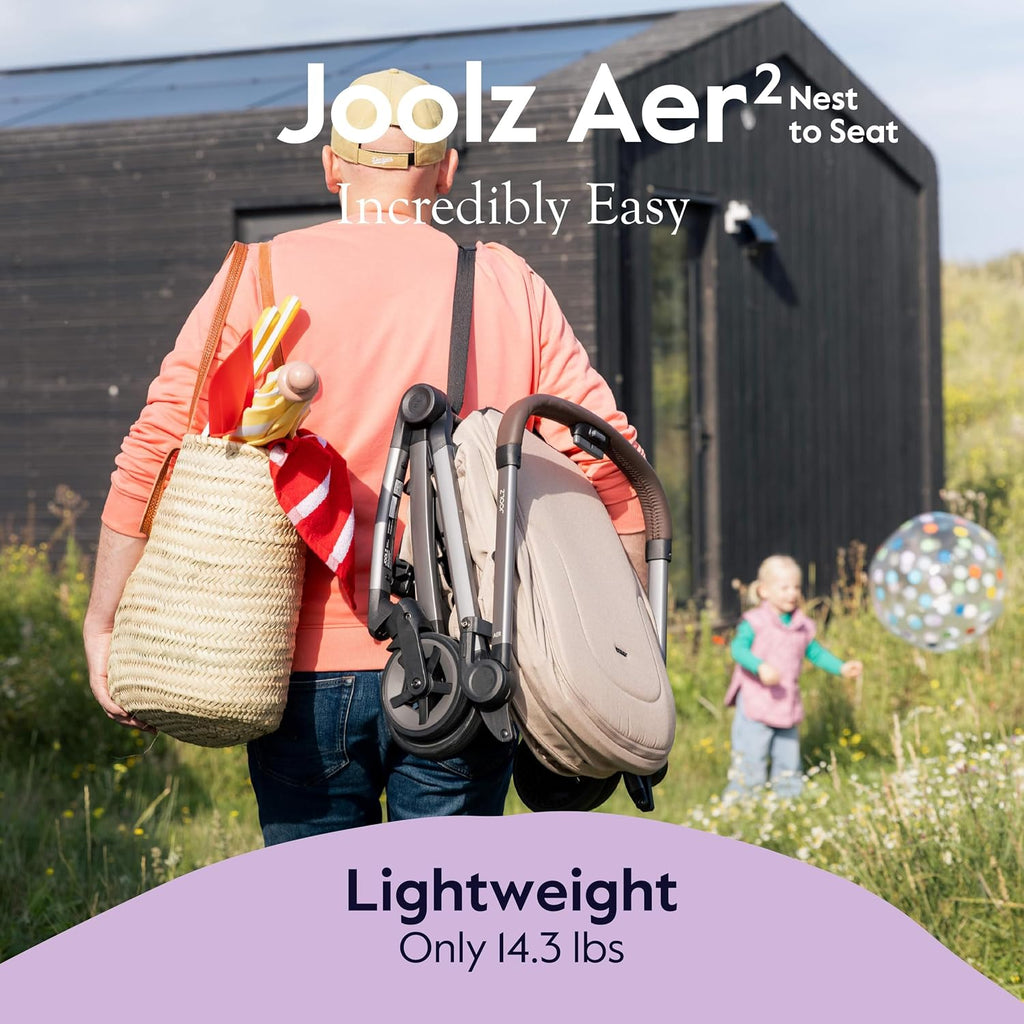 Joolz AER2 Nest-to-Seat Accessory for Newborn-to-Toddler Use (Up to 33 lbs) - Lightweight Compact Parent-Facing Seat, (Chassis Not Included) Airplane-Approved - One-Hand Fold - (Sandy Taupe)