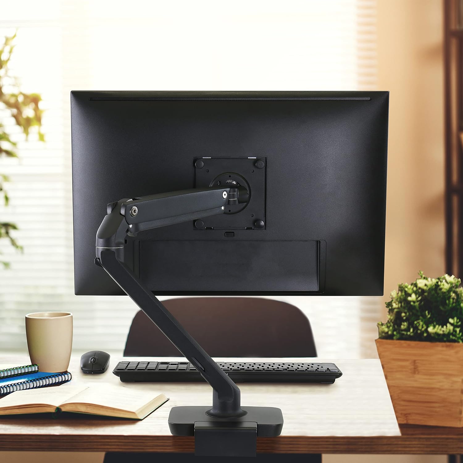Ergotron – MXV Single Monitor Arm, VESA Desk Mount – for Monitors Up to 34 Inches, 7 to 20 lbs – Low Profile Clamp, Matte Black