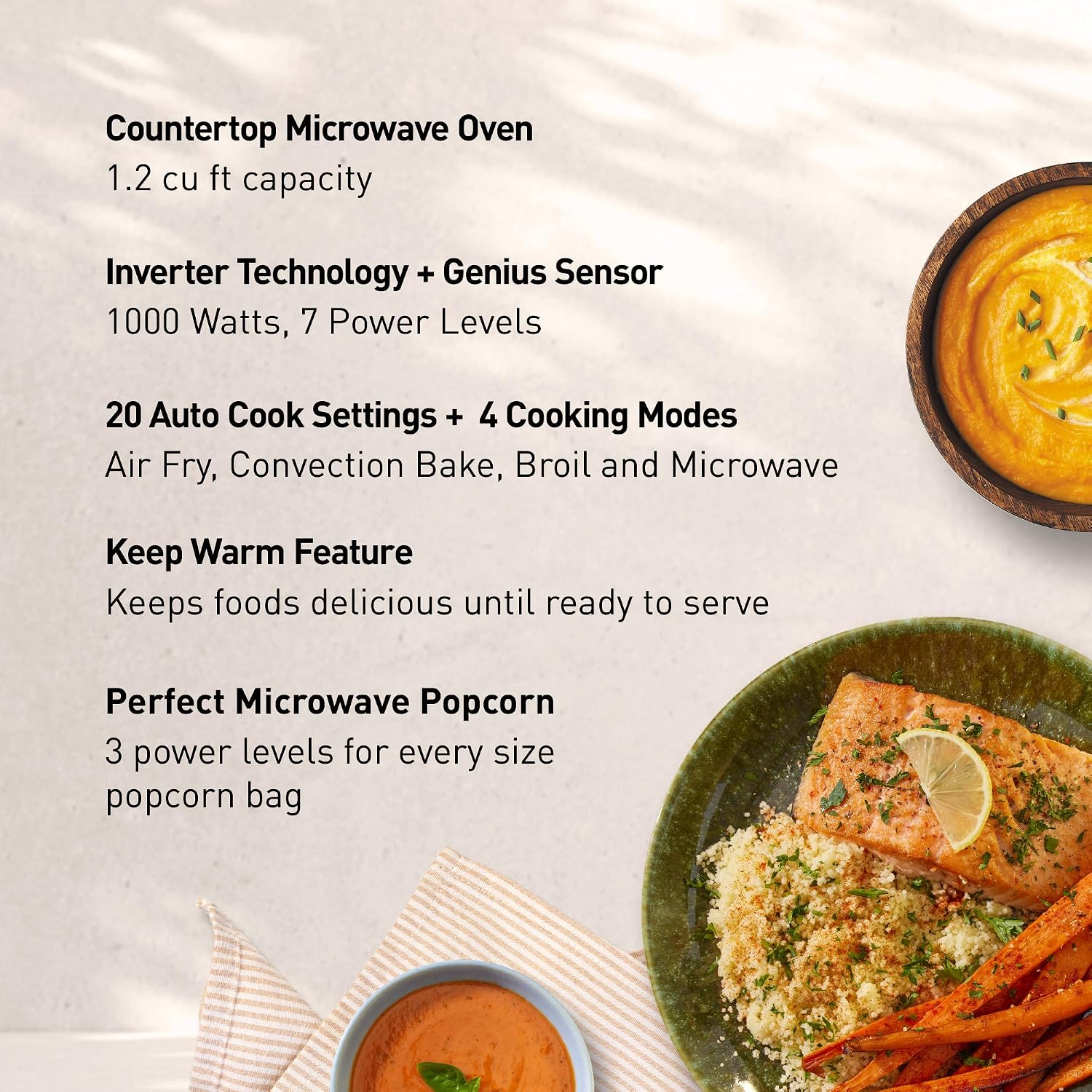 Panasonic HomeChef 4-in-1 Countertop Microwave Air Fryer Combo, Time-Saving 20 Presets + App-Linked Recipes, 1000W 1.2 cu ft Inverter Multi Oven & Convection Tech – NN-CV87QS Stainless Steel