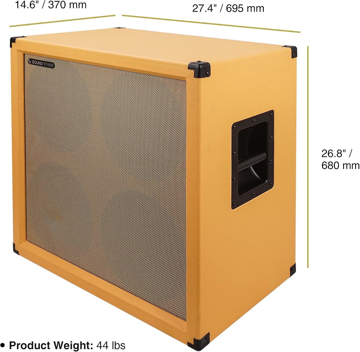 Sound Town 4 x 12' Empty Guitar Speaker Cabinet, Birch Plywood, Orange Tolex, Wheat Cloth Grill, Compatible with Celestion/Eminence Speakers (GUC412OR-EC)